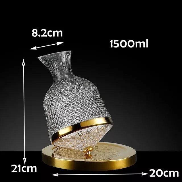 Decanter De Vinho CRISTAL Giratório Gira 360° Base Aço Inox 1500ml - Distribuidora Katarina