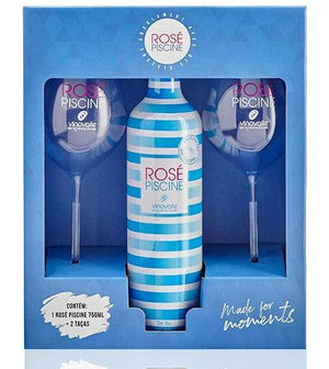 Kit Vinho Rosé Piscine 750 ml + 2 Taças de cristal - Distribuidora Katarina